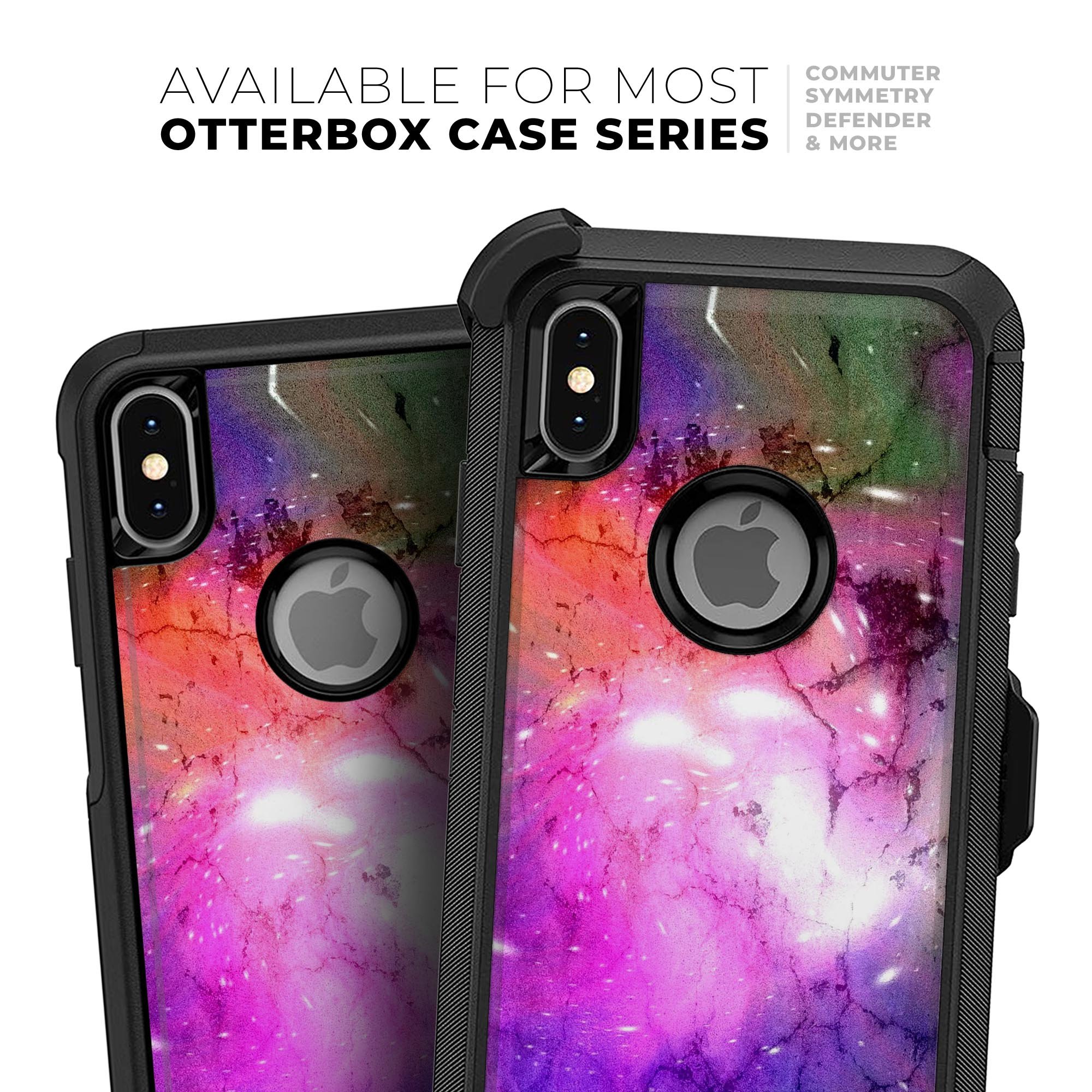 Warped Neon Color-Splosion Skin Kit for iPhone OtterBox Cases featuring vibrant colors and a sleek design.